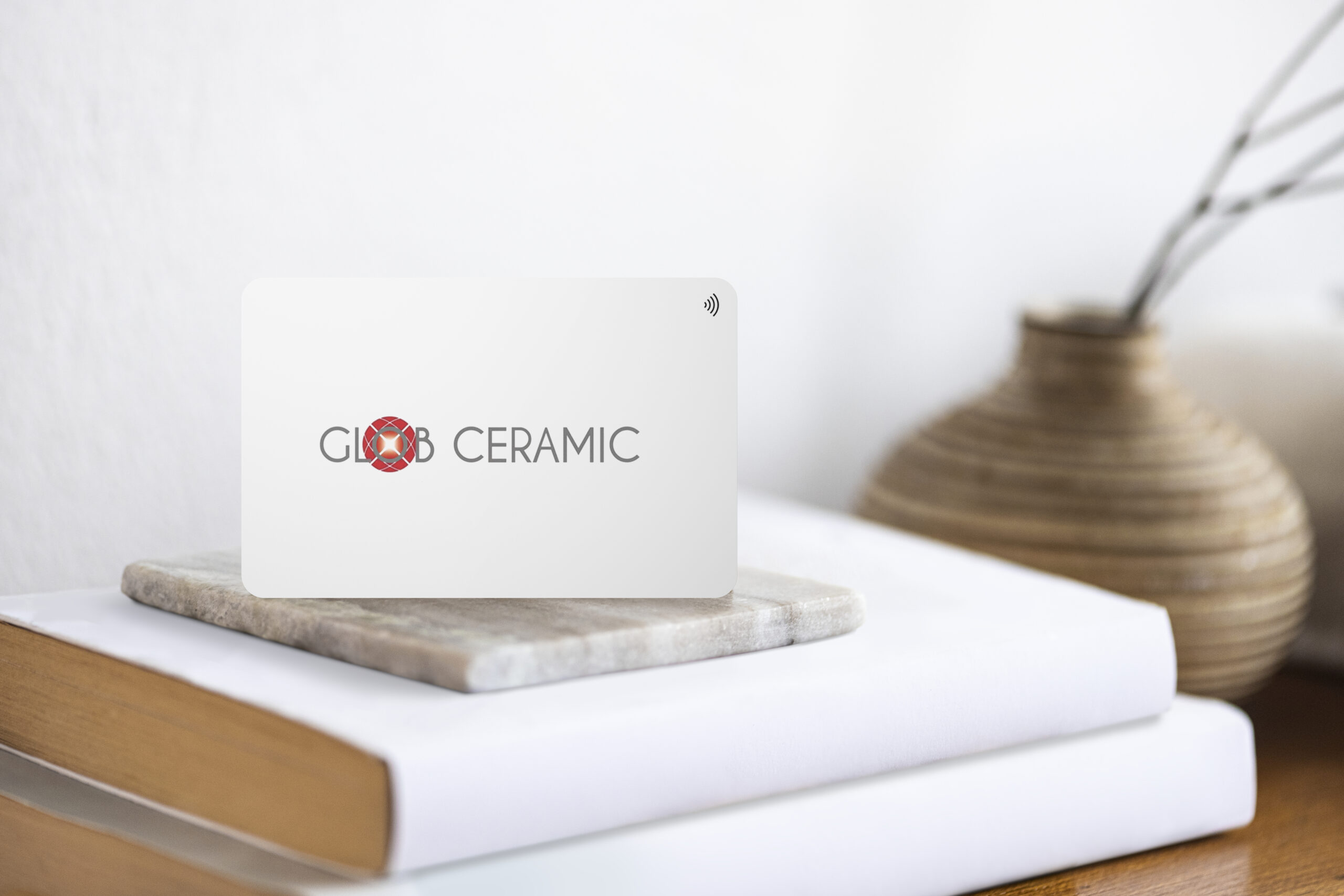 Floral business card with calm aesthetics on a table